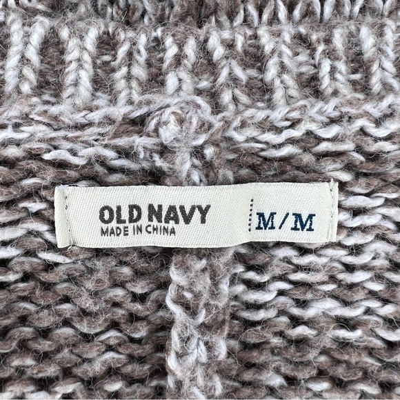 Wool Blend Beige White Knit Sweater Short Sleeve Open Front Medium Old Navy - Picture 7 of 9